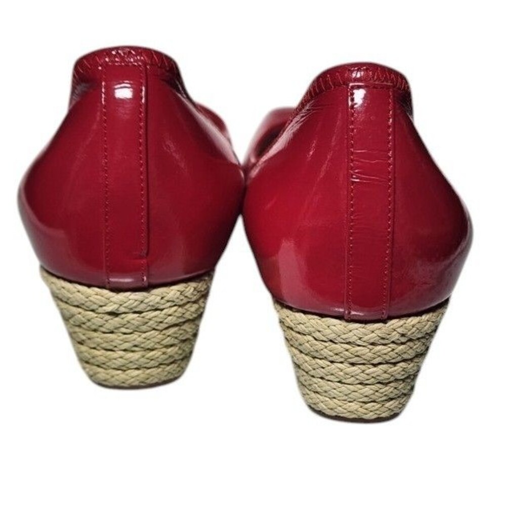 Cole Haan Red Patent Leather Peep Toe Wedges Size 8.5B Comfort - Picture 4 of 10